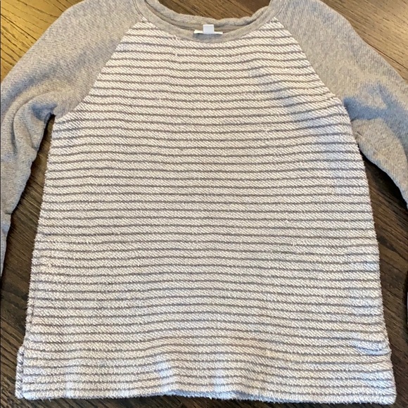 J. Jill Gray White Striped Sweater Pullover XS EUC - Picture 2 of 8